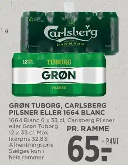 MENY Grøn Tuborg / Carlsberg Pilsner / 1664 Blanc tilbud