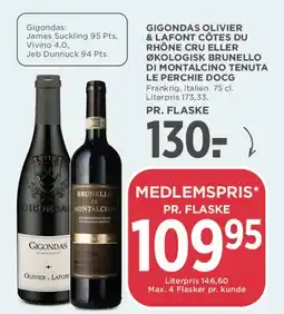 MENY Udvalgte rødvine (Gigondas / Brunello) tilbud