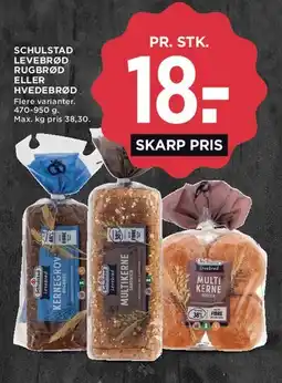MENY Schulstad brød (levebrød, rugbrød eller hvedebrød) tilbud