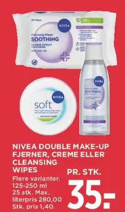 MENY NIVEA double make-up fjerner / creme / cleansing wipes tilbud