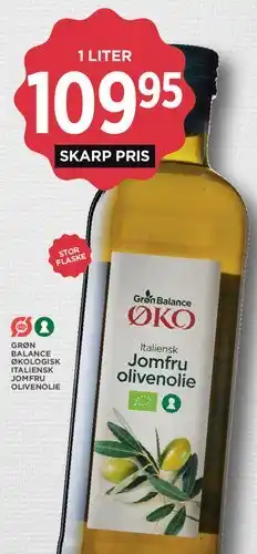 MENY Grøn Balance ØKO italiensk jomfru olivenolie (1 liter) tilbud