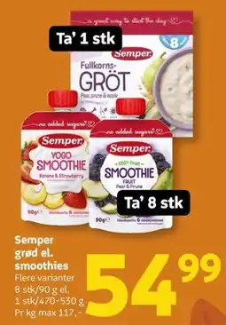 Løvbjerg Semper grød el. smoothies tilbud
