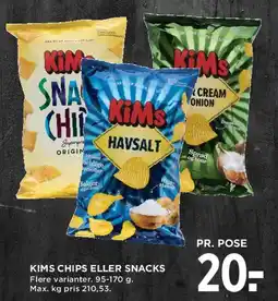 MENY Kims chips eller snacks tilbud