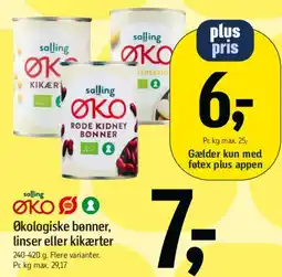 Føtex Økologiske bønner, linser eller kikærter tilbud
