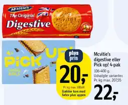Føtex McVitie's digestive eller Pick Up 4-pak tilbud