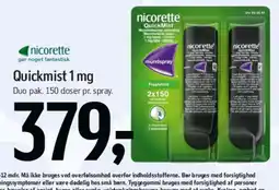 Føtex Nicorette tyggegummi 2 mg / Nicorette Quickmist 1 mg tilbud
