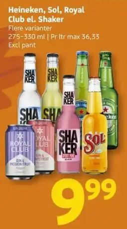 Løvbjerg Heineken Sol Royal Club el. Shaker tilbud