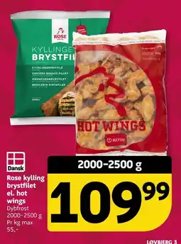 Løvbjerg Rose kylling brystfilet el. hot wings tilbud