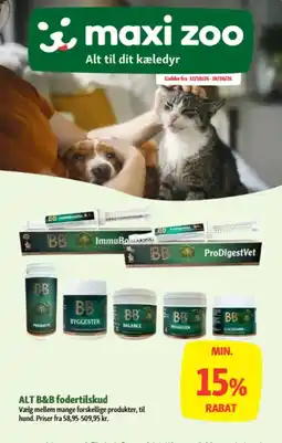 Maxi Zoo B&B fodertilskud tilbud