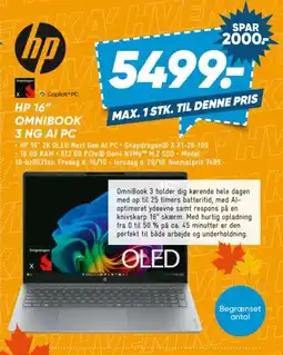 Bilka Hp 16" omnibook 3ng ai pc tilbud