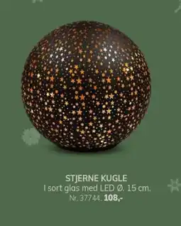 Daells Bolighus Stjerne kugle i sort glas med led tilbud