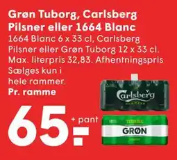 SPAR Grøn Tuborg, Carlsberg Pilsner eller 1664 Blanc tilbud