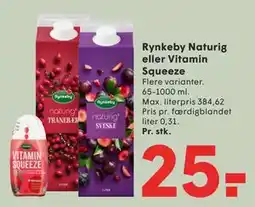 SPAR Rynkeby Naturig eller Vitamin Squeeze tilbud