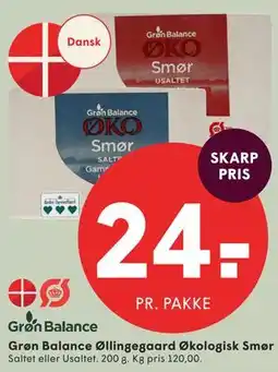 SPAR Grøn Balance Øllingegaard Økologisk Smør tilbud