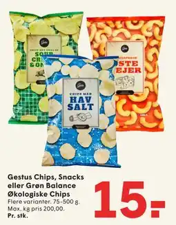 SPAR Gestus Chips, Snacks eller Grøn Balance Økologiske Chips tilbud
