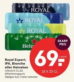 SPAR Royal Export, IPA, Blanche eller Heineken tilbud