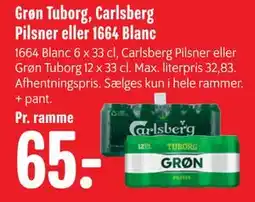 Min Købmand Grøn Tuborg, Carlsberg Pilsner eller 1664 Blanc tilbud