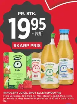 MENY INNOCENT JUICE, SHOT ELLER SMOOTHIE tilbud