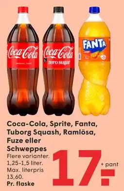 SPAR Coca-Cola, Sprite, Fanta, Tuborg Squash, Ramlösa, Fuze eller Schweppes tilbud
