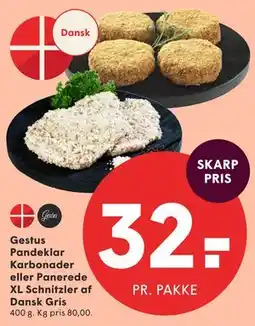 SPAR Gestus Pandeklar Karbonader eller Panerede XL Schnitzler af Dansk Gris tilbud