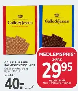 MENY GALLE & JESSEN PÅLÆGSCHOKOLADE tilbud