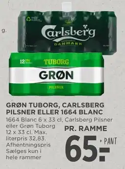 MENY GRØN TUBORG, CARLSBERG PILSNER ELLER 1664 BLANC tilbud