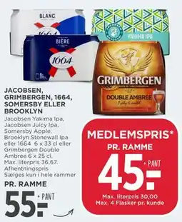 MENY JACOBSEN, GRIMBERGEN, 1664, SOMERSBY ELLER BROOKLYN tilbud