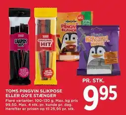 MENY TOMS PINGVIN SLIKPOSE ELLER GO’E STÆNGER tilbud
