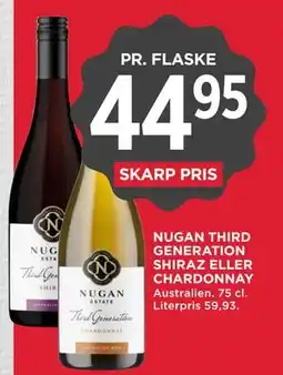 MENY NUGAN THIRD GENERATION SHIRAZ ELLER CHARDONNAY tilbud