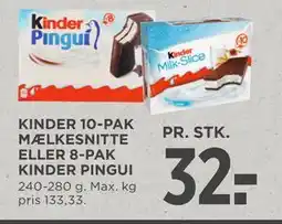 MENY KINDER 10-PAK MÆLKESNITTE ELLER 8-PAK KINDER PINGUI tilbud