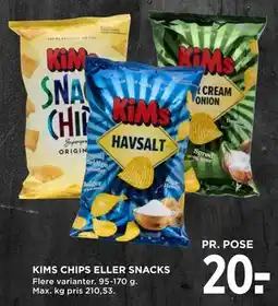 MENY KIMS CHIPS ELLER SNACKS tilbud