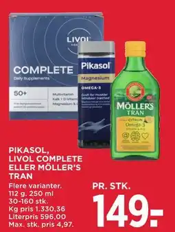 MENY PIKASOL, LIVOL COMPLETE ELLER MÖLLER’S TRAN tilbud