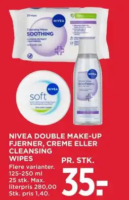 MENY NIVEA DOUBLE MAKE-UP FJERNER, CREME ELLER CLEANSING WIPES tilbud