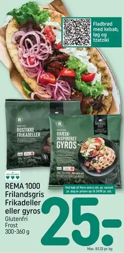 REMA 1000 REMA 1000 Frilandsgris Frikadeller eller gyros tilbud