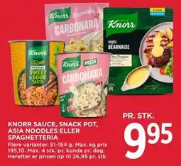 MENY KNORR SAUCE, SNACK POT, ASIA NOODLES ELLER SPAGHETTERIA tilbud