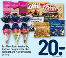 REMA 1000 Toffifee, Toms snebolde, Anthon Berg hjerter eller Spangsberg New Originals tilbud