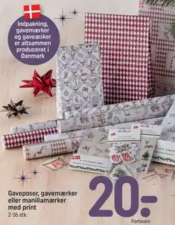 REMA 1000 Gaveposer, gavemærker eller manillamærker med print tilbud