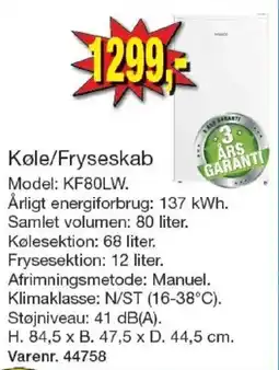 Harald Nyborg Wesco Køle/Fryseskab tilbud