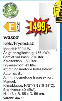 Harald Nyborg Wasco Køle/Fryseskab tilbud