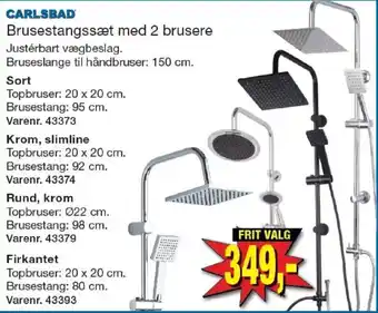 Harald Nyborg Carlsbad brusestangssæt med 2 brusere tilbud