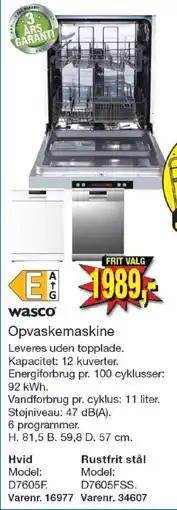 Harald Nyborg Wasco Opvaskemaskine tilbud
