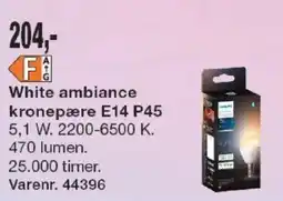 Harald Nyborg Philips White ambiance kronepære E14 P45 tilbud