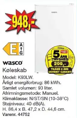 Harald Nyborg Wasco køleskab tilbud