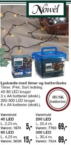 Harald Nyborg Lyskæde med timer og batteriboks tilbud