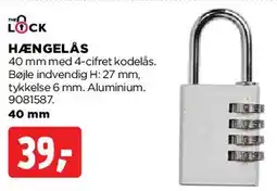 jem & fix Hængelås 40 mm (4-cifret kodelås) tilbud