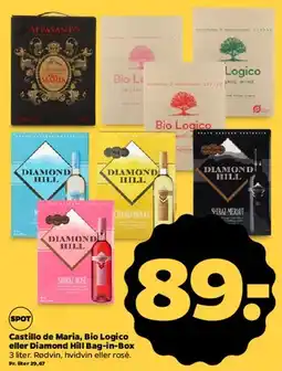 Netto Castillo de Maria / Bio Logico / Diamond Hill Bag-in-Box tilbud