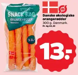 Netto Danske økologiske gulerødder (Snack Bag) tilbud