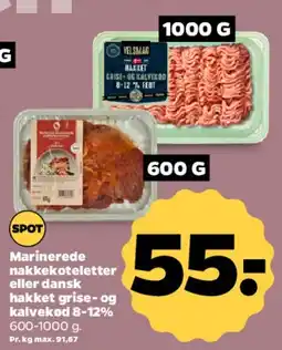 Netto Marinerede nakkekoteletter / dansk hakket gris- og kalvekød tilbud