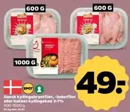 Netto Dansk kyllingebrystfilet, inderfilet eller hakket kyllingekød tilbud