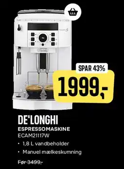 Skousen DE'LONGHI ESPRESSOMASKINE ECAM2117W tilbud